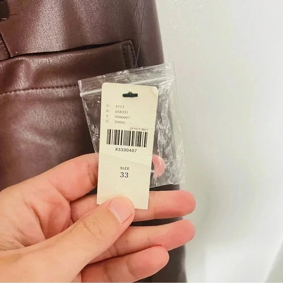 NWT Anthropologie Colette Cropped Vegan Leather Pants Chocolate - Picture 6 of 9
